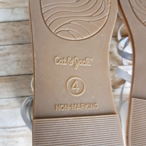 Cat & Jack Girl's White Dion Strappy Back Zipper Gladiator Sandals Sz 4 - Picture 8 of 11